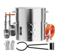 VEVOR Horno de Fusión de Propano Kit de Horno de Fusión de Metales 16 kg Horno de Fundición de Doble Quemador para Hogar con Crisoles y Pinzas, para Reciclaje de Aluminio, Cobre, Plata, Oro