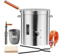 VEVOR Horno de Fusión de Propano Kit de Horno de Fusión de Metales a Gas 8 kg Horno de Fundición para Hogar con Crisoles y Pinzas, Mango de Madera para Reciclaje de Aluminio, Cobre, Plata, Oro