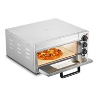 VEVOR Horno de Pizza Eléctrico de Encimera 40,64 cm 1700 W de Una Sola Capa Rango de Temperatura Ajustable de 0 - 350 °C Construcción de Acero Inoxidable con Piedra y Asa para Restaurante, Hogar