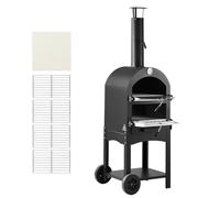 VEVOR Horno de Pizza de Pellets de Leña de 2 Capas, para Exteriores, con 2 Ruedas Extraíbles, Máquina para Hacer Pizzas con Una Temperatura Máxima de 540 °C para Asar, 540 x 445 x 1420 mm, Negro