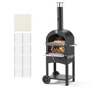 VEVOR Horno de Pizza de Pellets de Leña de 2 Capas, para Exteriores, con 2 Ruedas Extraíbles, Máquina para Hacer Pizzas con Una Temperatura Máxima de 540 °C para Asar, 540 x 445 x 1420 mm, Negro