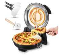 VEVOR Horno de Pizza Eléctrico de 1200 W, con Piedra de Cordierita, Control de Temperatura 5 Niveles, Ventana de Visualización para Una Cocción Precisa, hasta 420 °C, Negro, 380 x 350 x 190 mm