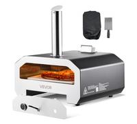 VEVOR Horno de Pizza para Exteriores 406,4 mm, de Gas Propano/Pellet, con Termómetro y Rotación Eléctrica, para Acampar en el Jardín o la Terraza con Pala de Piedra para Pizza, 857 x 593 x 697 mm