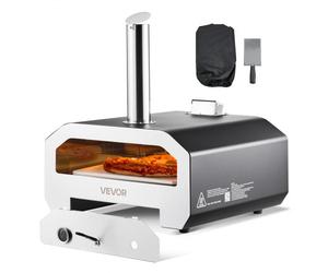 VEVOR Horno de Pizza para Exteriores 406,4 mm, de Gas Propano/Pellet, con Termómetro y Rotación Eléctrica, para Acampar en el Jardín o la Terraza con Pala de Piedra para Pizza, 857 x 593 x 697 mm
