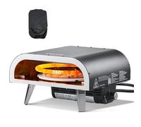 VEVOR Horno de Pizza para Exteriores, de Gas Propano, con Rotación Eléctrica y Piedra para Pizza Gruesa, Portátil, para Acampar, Jardín, Patio y con Bolsa de Transporte, Negro, 470 x 430 x 270 mm