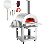 VEVOR Horno de Pizza de Combustible Dual para Uso al Aire Libre, Horno de Pizza para Exteriores Alimentado con Pellets y Gas con Piedra de Pizza de Cordierita Espesa, 1520 x 915 x 1830 mm, Plata
