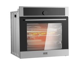 VEVOR Horno Empotrable 76 L Horno Simple Pared 59,5 cm Eléctrico 3550 W con 16 Funciones de Cocción Calentamiento Rápido a 200°C en 5 Minutos con Rejilla y Bandeja de Cocción para Restaurante, Cocina