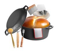 VEVOR Horno Holandés de Hierro Fundido, 2 en 1 con Tapa, 4,73 L, con Cesta de Fermentación y Accesorios, Compatible con Horno de Pan de 260 °C, para 3 a 5 Personas a la Vez, 322 x 260 x 165 mm