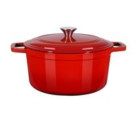 VEVOR Horno Holandés de Hierro Fundido Esmaltado, 5,68 L, para Hornear Pan de Masa Madre, con Tapa y 2 Asas, hasta 260 °C, Olla para Cocinar y Freír, 4 a 6 Personas, 350 x 270 x 190 mm, Rojo