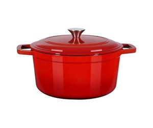 VEVOR Horno Holandés de Hierro Fundido Esmaltado, 5,68 L, para Hornear Pan de Masa Madre, con Tapa y 2 Asas, hasta 260 °C, Olla para Cocinar y Freír, 4 a 6 Personas, 350 x 270 x 190 mm, Rojo
