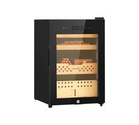 VEVOR Humidificador Eléctrico 60 L y 350 Unidades para Puros con Compresor de Refrigeración, Control de Temperatura y Humedad Constantes, Estantes y Cajones de Cedro Español de 3 Niveles, Negro