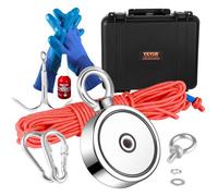 VEVOR Imán de Pesca de Doble Cara Superfuerte Capacidad 272x2 kg Kit de Pesca con Imán de Neodimio con Gancho de Cuerda Par de Guantes y Estuche para Pesca Magnética y Búsqueda de Tesoros Submarinos