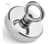 VEVOR Imán de Pesca de un Solo Lado Fuerza de Tracción de 318 kg, Imán de Pesca de Neodimio de Tierras Raras con Diámetro de Mango de 60 mm para Recuperación en Río, Pesca Magnética, Color Plata