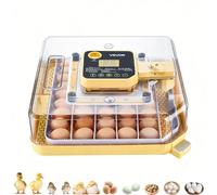 VEVOR Incubadora 48 Huevos, Volteadora Automática con Indicador LED, Pantalla de Temperatura y Control de Humedad, Ventana Transparente con Vista 360°, para Pollitos, Patos, Gansos y Codornices