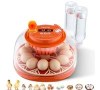 VEVOR Incubadora de 12 Huevos, Volteadora Automática con Luz LED, Control de Temperatura y Humedad, Ventana Transparente con Vista de 360°, para Granjas Domésticas, Pollitos, Patos, y Codornices