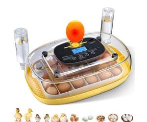 VEVOR Incubadora de 24 Huevos de Gallina, Volteadora Automática con Luz LED, Control de Temperatura, Muestra de Humedad, Ventana Transparente con Vista 360°, Recarga Automática de Agua, 435x260x215 mm