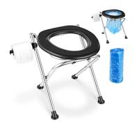 VEVOR Inodoro Portátil para Camping Capacidad de 160 kg, Inodoro Plegable de Acero 410 x 350 x 390 mm, con Cojín de EVA Suave para Adultos, Silla de Aseo para Uso Doméstico, Viaje en Autocaravana