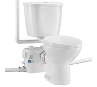 VEVOR Inodoro Sanitario Potente Bomba de Elevación de 500 W Sistema de Inodoro Compacto con Descarga Trasera e Inodoro de Descarga, 3 Entradas, para Eliminación Aguas Residuales, Sótano, Blanco