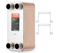 VEVOR Intercambiador de Calor de 50 Placas Soldadas, Cobre/Acero Inoxidable 316 L, Agua a Agua para Calefacción por Suelo, Calentamiento de Agua, y Derretimiento de Nieve, 301 x 126 x 157 mm