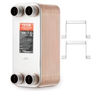 VEVOR Intercambiador de Calor de 50 Placas Soldadas, Cobre/Acero Inoxidable 316 L, Agua a Agua para Calefacción por Suelo, Calentamiento de Agua, y Derretimiento de Nieve, 301 x 126 x 157 mm