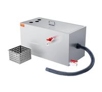 VEVOR Interceptor de Grasa Comercial Separador de Grasa 11kg Trampa de Grasa Entrada Superior Acero Inoxidable Debajo del Fregadero Separador de Agua y Aceite 6,4 GPM para Cocina, Cantina, Restaurante