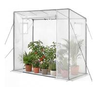 VEVOR Invernadero de Exterior 195 x 77 x 168 cm, Invernadero de Jardín con 2 Ventanas y Puerta Enrollable, Marco de Acero y Cubierta de PE, Vivero Casero para Plantas Flores en Terraza Patio, Blanco