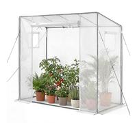VEVOR Invernadero de Exterior 195 x 77 x 168 cm, Invernadero de Jardín con 2 Ventanas y Puerta Enrollable, Marco de Acero y Cubierta de PE, Vivero Casero para Plantas Flores en Terraza Patio, Blanco