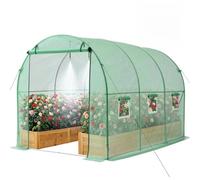 VEVOR Invernadero de Exterior 2,93 x 1,97 x 1,94 m, Invernadero de Túnel con Sistema de Riego Puerta Enrollable 6 Ventanas, Impermeable Anti-UV para Cultivos Frutas Verduras en Jardín Terraza, Verde