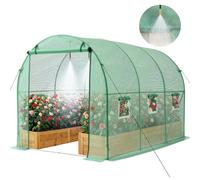 VEVOR Invernadero de Exterior 2,93 x 1,97 x 1,94 m, Invernadero de Túnel con Sistema de Riego Puerta Enrollable 6 Ventanas, Impermeable Anti-UV para Cultivos Frutas Verduras en Jardín Terraza, Verde