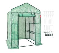 VEVOR Invernadero de Jardín 141x141x200 cm Carpa Lona de PE para Plantas con 4 Estantes Carga de 15kg con Puerta y Ventanas Marco de Acero Montaje Fácil Ideal para Plantar Flores Almacenamiento, Verde