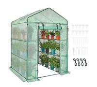 VEVOR Invernadero de Jardín 141x141x200 cm Carpa Lona de PE para Plantas con 4 Estantes Carga de 15kg con Puerta y Ventanas Marco de Acero Montaje Fácil Ideal para Plantar Flores Almacenamiento, Verde
