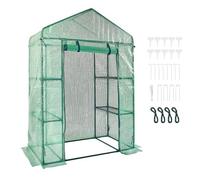 VEVOR Invernadero de Jardín 141x74,5x205 cm Carpa Lona de PE de Alta Resistencia para Plantas con 4 Estantes, Puerta y Ventanas Marco de Acero Montaje Fácil Ideal para Plantar Flores Almacenamiento