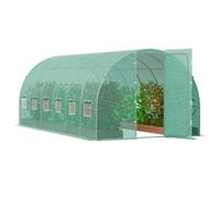 VEVOR Invernadero Túnel 590x295x225 cm Carpa Refugio para Plantas con Estructura de Acero Galvanizado Cubierta de PE Verde Puerta Enrollable con Cremallera 8 Ventanas para Cultivo de Verduras Flores