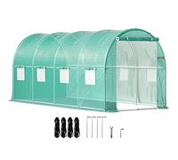 VEVOR Invernadero de plástico de 4,6 x 2,1 x 2,1 m, techo arqueado, marco de acero galvanizado, cubierta de polietileno, impermeable, resistente a los rayos UV, color verde, túnel móvil, ideal para el