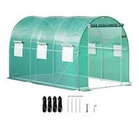 VEVOR Invernadero de Túnel 3,45 x 1,95 x 1,92 m Invernadero de Jardín Tipo Túnel 6 Ventanas de Malla Marco de Acero Invernadero Caseta de Jardín Huerto Blanco para Cultivo de Plantas Flores Verduras