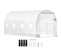 VEVOR Invernadero de Túnel 4,6 x 2,1 x 2,1 m Invernadero de Jardín Tipo Túnel con 8 Ventanas de Malla Marco de Acero Invernadero Caseta de Jardín Huerto Blanco para Cultivo de Plantas Flores Verduras