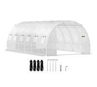 VEVOR Invernadero de Túnel 6,1 x 3 x 2,1 m Invernadero de Jardín Tipo Túnel con 12 Ventanas y 2 Puertas Marco de Acero Invernadero Caseta de Jardín Huerto Blanco para Cultivo de Plantas Flores Verdura