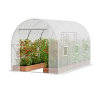 VEVOR Invernadero Túnel 292x196x190 cm Carpa Refugio para Plantas Estructura de Acero Galvanizado Cubierta de PE Puerta Enrollable con Cremallera 6 Ventanas para Cultivo de Verduras Flores, Blanco