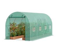 VEVOR Invernadero Túnel 445x194x192 cm Carpa Refugio para Plantas con Estructura de Acero Galvanizado Cubierta de PE Verde Puerta Enrollable con Cremallera 8 Ventanas para Cultivo de Verduras Flores