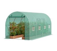 VEVOR Invernadero Túnel 445x194x192 cm Carpa Refugio para Plantas con Estructura de Acero Galvanizado Cubierta de PE Verde Puerta Enrollable con Cremallera 8 Ventanas para Cultivo de Verduras Flores