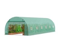 VEVOR Invernadero Túnel 890x295x198 cm Carpa Refugio para Plantas con Estructura de Acero Galvanizado Cubierta de PE Verde Puerta Enrollable con Cremallera 12 Ventanas para Cultivo de Verduras Flores