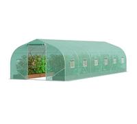VEVOR Invernadero Túnel 900x300x200 cm Carpa Refugio para Plantas con Estructura de Acero Galvanizado Cubierta de PE Verde Puerta Enrollable con Cremallera 12 Ventanas para Cultivo de Verduras Flores