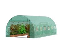 VEVOR Invernadero Túnel 590x295x198 cm Carpa Refugio para Plantas con Estructura de Acero Galvanizado Cubierta de PE Puerta Enrollable con Cremallera 12 Ventanas para Cultivo de Verduras Flores, Verde