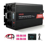 VEVOR Inversor de Corriente 3500 W, Inversor de Onda Sinusoidal Pura de 12 V CC a 230 V CA, Cargador Solar para Coche con Pantalla LCD, Control Remoto, Puerto USB, 2 Salidas de CA, Puerto Tipo C