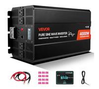 VEVOR Inversor de Corriente 4000 W, Inversor de Onda Sinusoidal Pura de 12 V CC a 230 V CA, Cargador Solar para Coche con Pantalla LCD, Control Remoto, 2 Puertos USB, 2 Salidas de CA, Puerto Tipo C