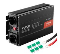 VEVOR Inversor de Corriente de Onda Sinusoidal Modificada 1500 W Inversor de Corriente CC 12 V a CA 230 V con 2 Salidas CA 2 Puertos USB, 1 Puerto Tipo C, 6 Fusibles de Repuesto para Teléfonos, PC