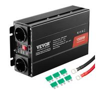 VEVOR Inversor de Corriente de Onda Sinusoidal Modificada 1500 W Inversor de Corriente CC 12 V a CA 230 V con 2 Salidas CA 2 Puertos USB, 1 Puerto Tipo C, 6 Fusibles de Repuesto para Teléfonos, PC