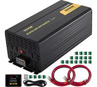 VEVOR Inversor de Corriente de Onda Sinusoidal Modificada 5000 W Convertidor de CC 12 V a CA 120 V para Automóvil con Pantalla LCD, Control Remoto, Indicador LED, Inversor para Camión, RV, Barco