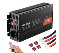 VEVOR Inversor de Corriente de Onda Sinusoidal Pura Inversor de Corriente 1000 W CC 12 V a CA 230 V con 2 Salidas de CA, 2 Puertos USB, 1 Puerto Tipo C y Control Remoto para teléfonos inteligentes, PC