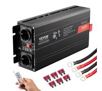 VEVOR Inversor de Corriente de Onda Sinusoidal Pura Inversor de Corriente 2000 W CC 12 V a CA 230 V con 2 Salidas de CA, 2 Puertos USB, 1 Puerto Tipo C y Control Remoto para teléfonos inteligentes, PC
